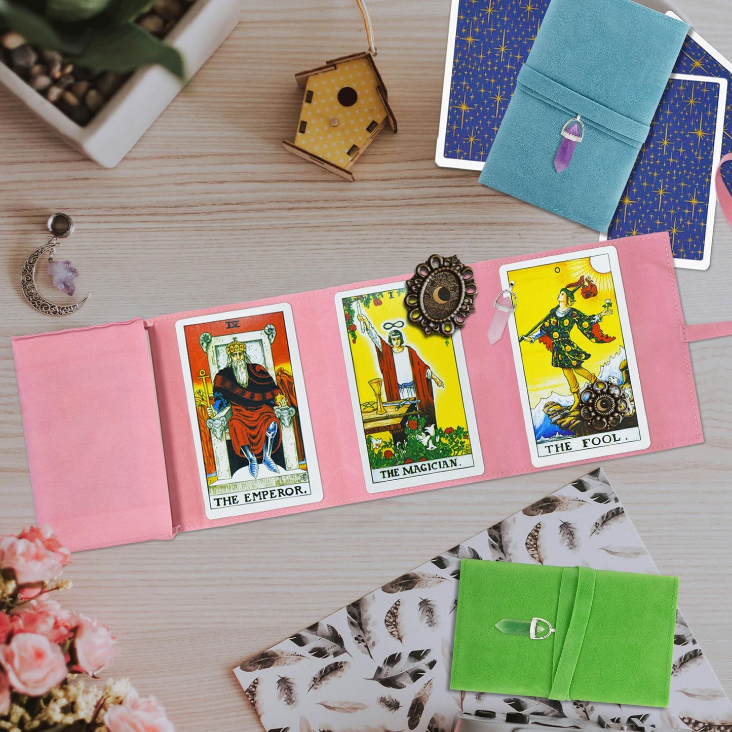 Knana 6Pcs Tarot Card Holder Velvet Tarot Card Bag With Pendulum Crystal Tarot Bags And Pouches Tarot Card Storage Tarot Accesso