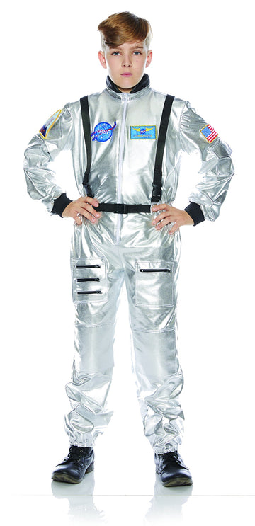Underwraps Kid'S Children'S Astronaut Jumpsuit Costume - Silver Childrens Costume, Silver, Small