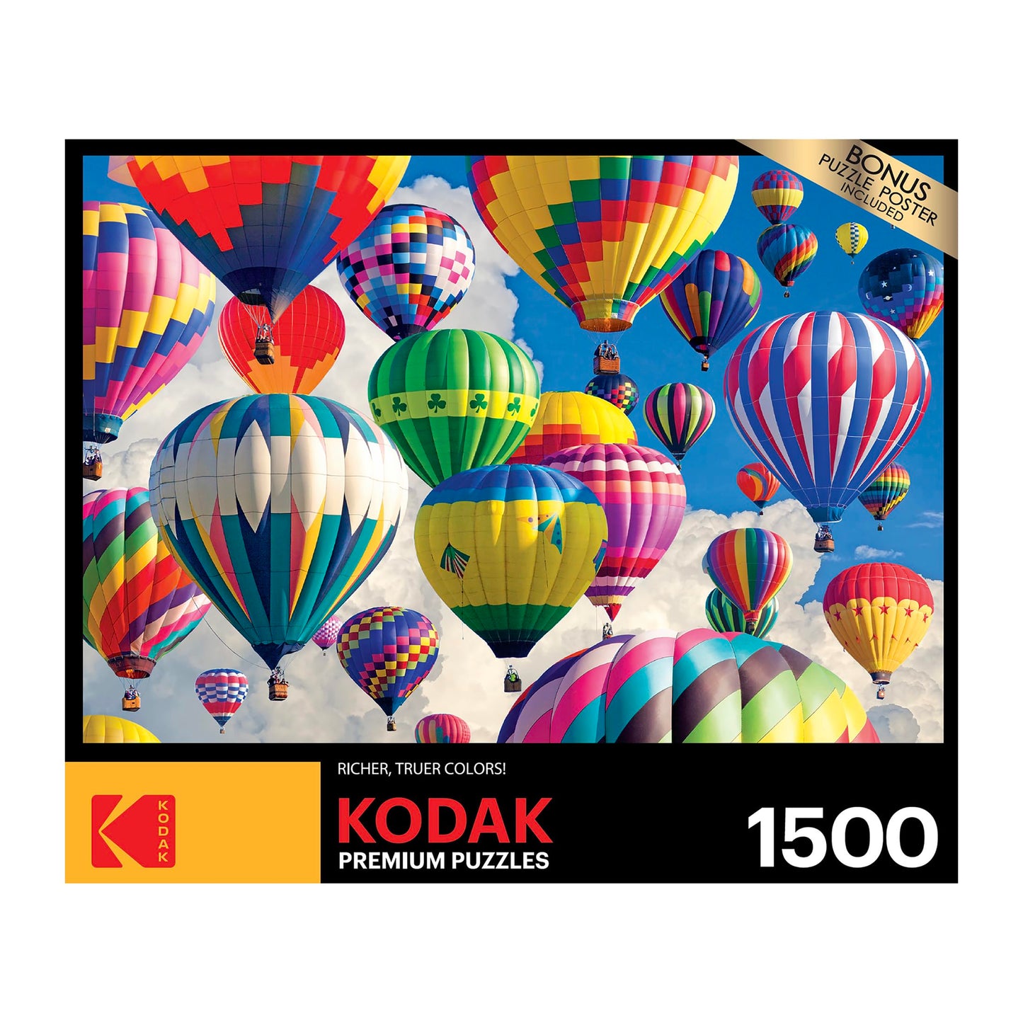 KODAK PREMIUM PUZZLES 1500 Piece Jigsaw Puzzle - Hot Air Balloons Above The Clouds, Multi Colored, 23" x 33", Model 8900ZZAY
