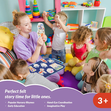 CHEFAN Felt Board for Toddlers, 4 Set Nursery Rhymes Felt Pieces, Precut Flannel Figures, Humpty Dumpty,Hey Diddle Diddle,Hickor