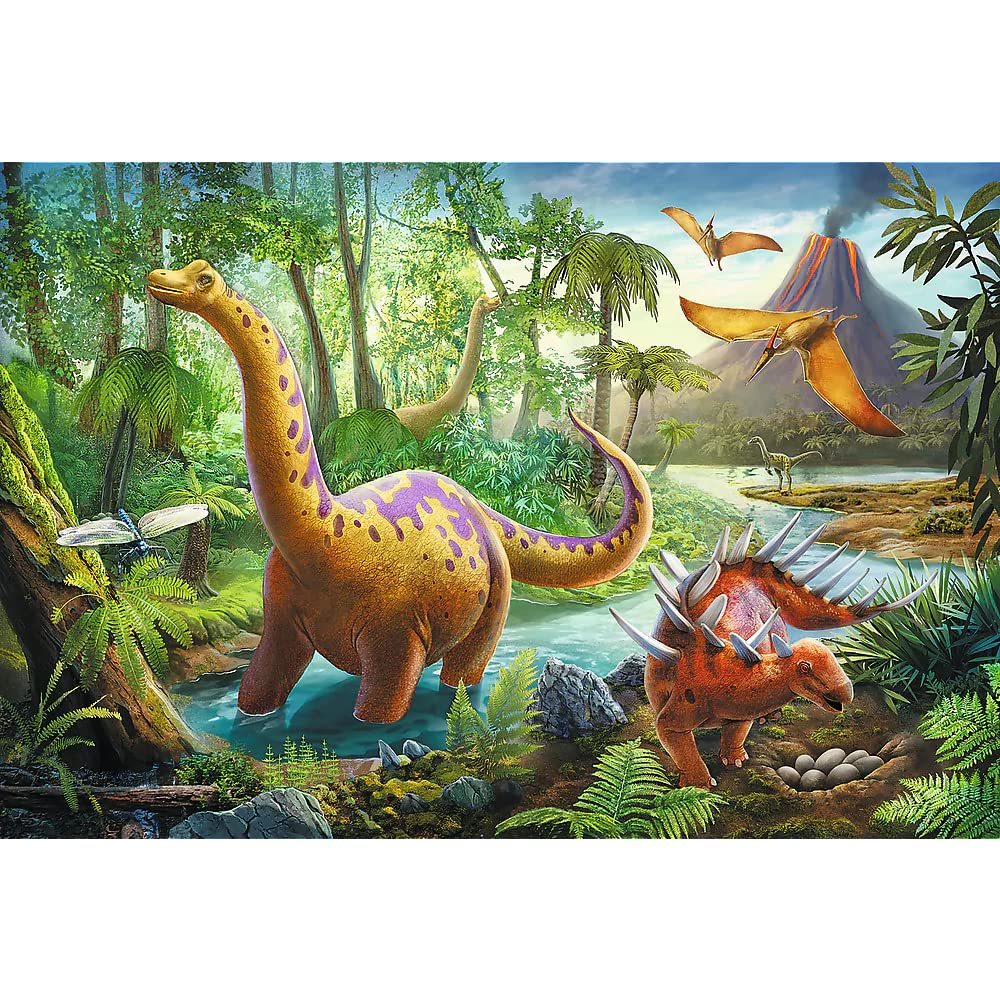 Trefl Dinosaur Migration 60 Piece Jigsaw Puzzle Red Print, Diy Puzzle, Creative Fun, Classic Puzzle For Adults And Children From 4 Years Old