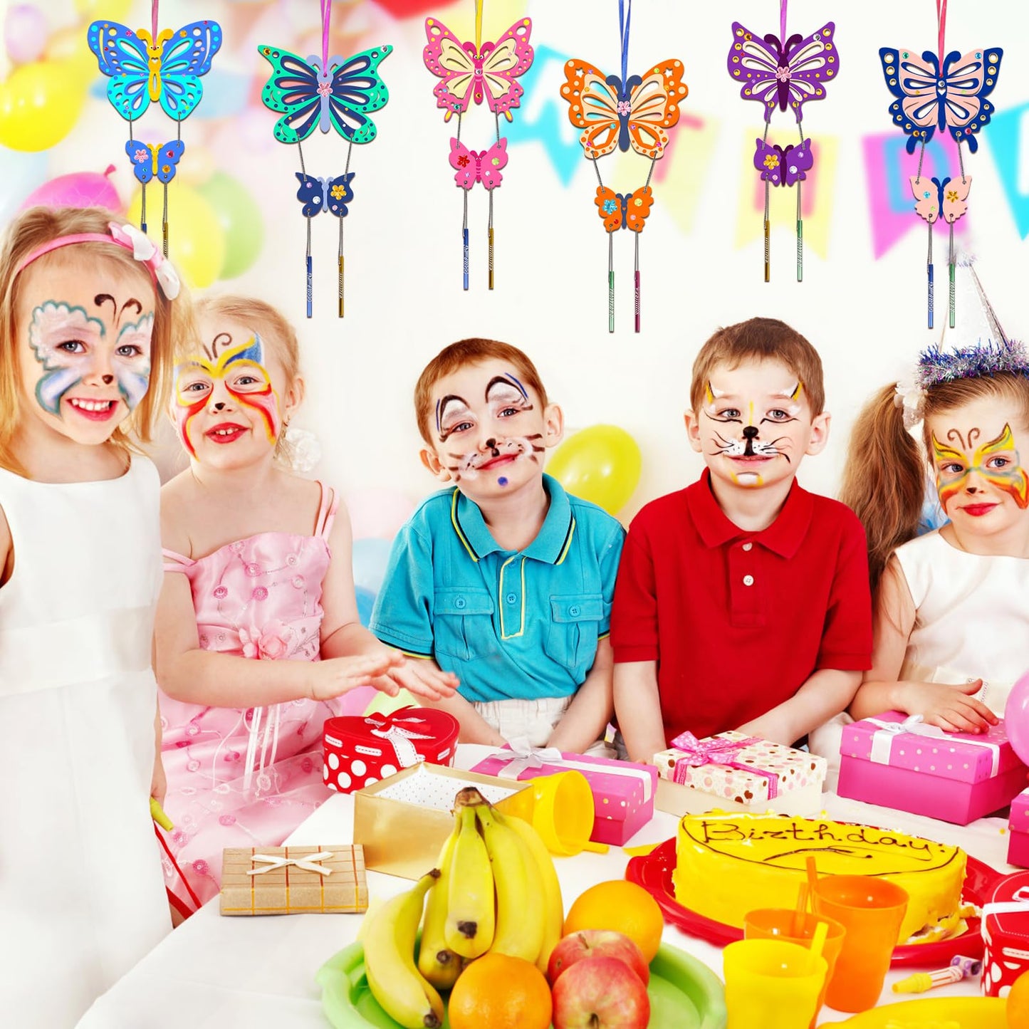 Fennoral 12 Pack Butterfly Wind Chime Kits For Kids Make Your Own Hollowed Out Butterfly Wind Chime Diy To Paint Butterfly Woode