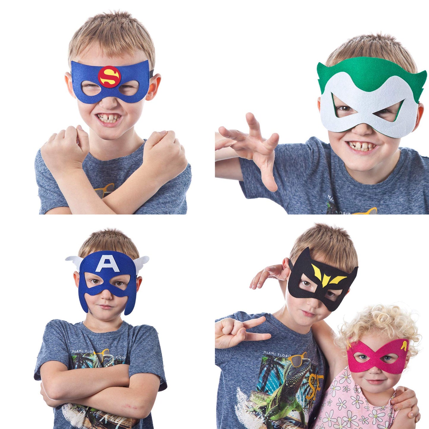 TEEHOME Superhero Masks Party Favors for Kid (33 Packs) Felt and Elastic - Superheroes Birthday Party Masks with 33 Different Ty