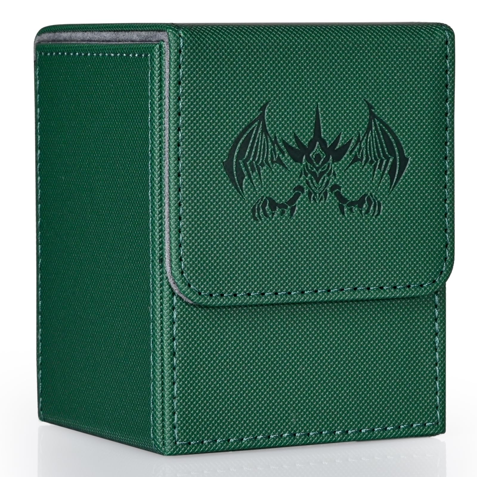 Uaono Card Deck Box For Yugioh Mtg Cards, 100+ Deck Case With 2 Dividers Fits Tcg Ccg, Pu Leather Card Storage Box Compatible With Collectible Trading Cards (Green, Extinction Dragon)