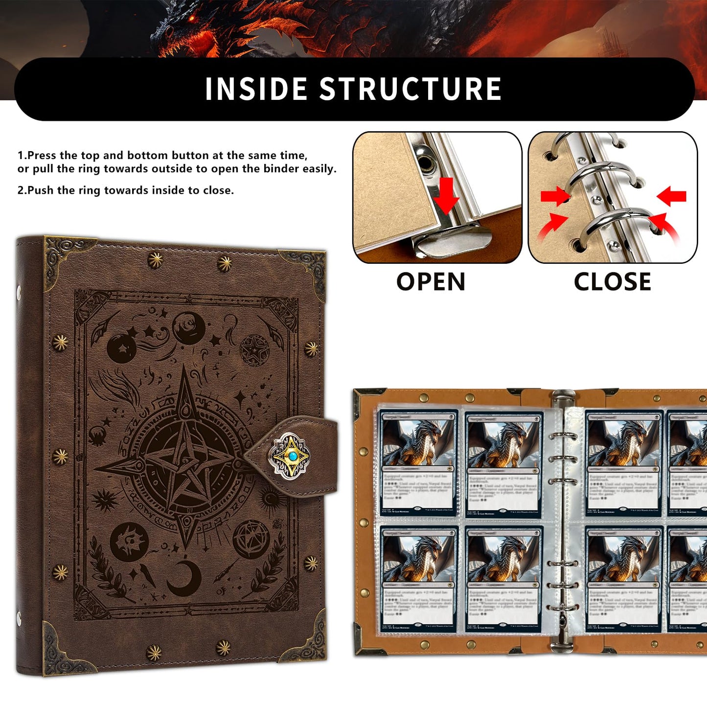 DUROTAN Trading Card Binder for MTG/YGO/PTCG/Game Cards Holds 240 Cards enhanced Collector Card Album for Standard Cards Toys Gifts for Kids