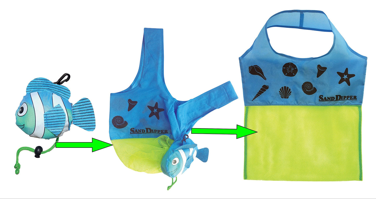 Sand Dipper Expandable Mesh Tote Bag | Cute Fish nylon bag
