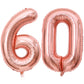Paticool 60 Number Balloon Rose Gold,40 Inch Large 60 Number Foil Mylar Balloons For 60Th Birthday Party Celebration Decorations
