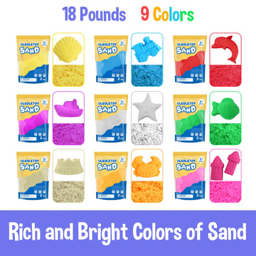 OleOletOy Colored Sand Bulk - 18 Lbs Multicolor Moldable Sand for Kids Age 3+ - Ideal for Classroom Activities and Sensory Play