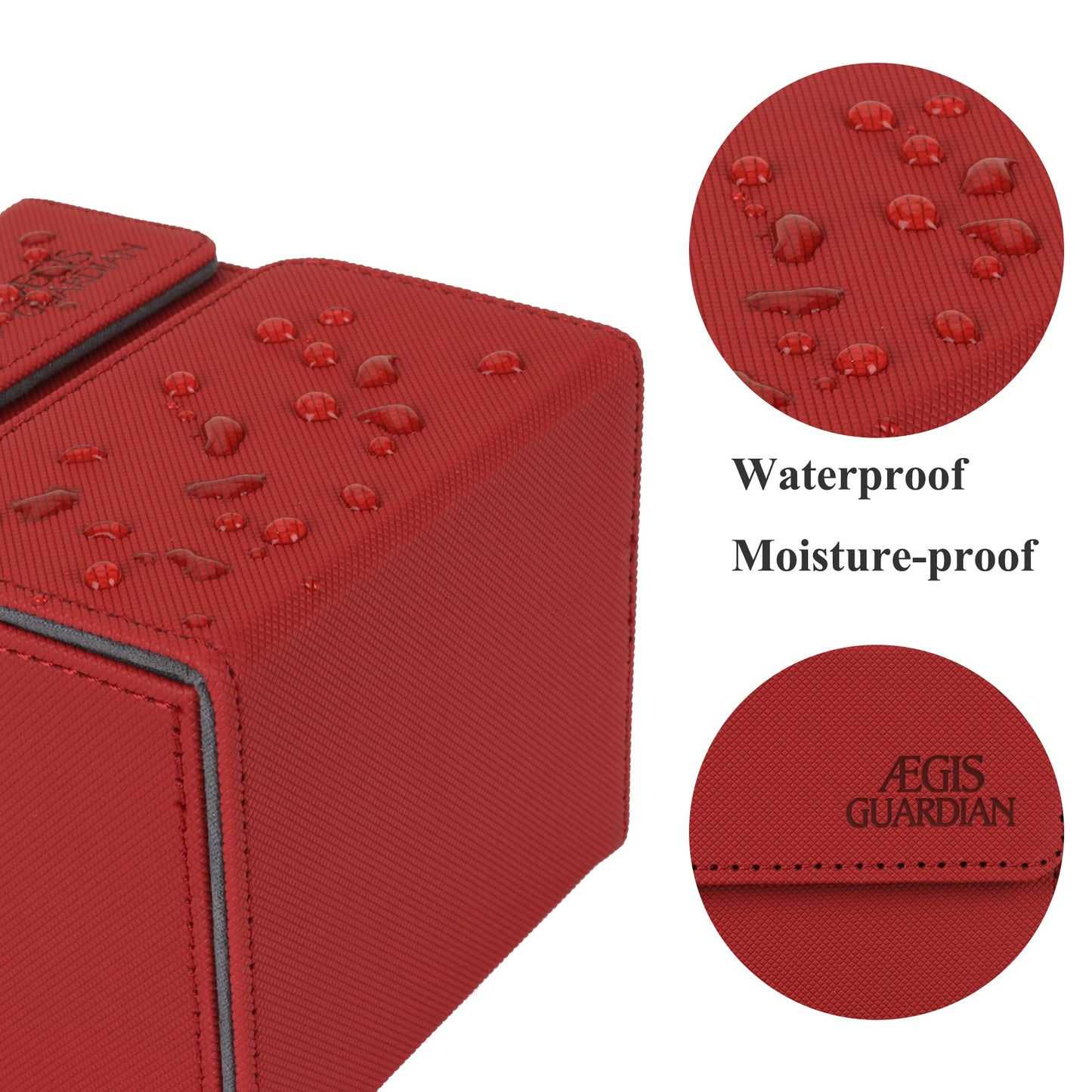 AEGIS Guardian Card Deck Box with Dice Tray for MTG Cards  Commander Deck Box fit 150+ Sleeved Cards  PU Leather Card Storage Box Strong Magnet Deck Game Case for TCG CCG  Red