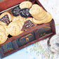 70Pcs Metal Dnd Coins & Pu Leather Bag, Contains 30 Gold, 20 Silver & 20 Copper Coins, Fantasy Board Game Tokens With Retro Leat