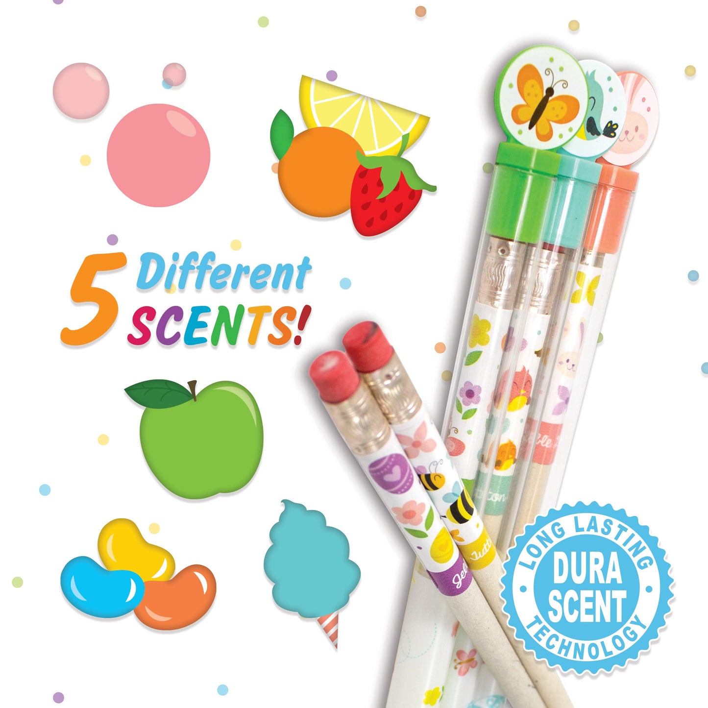 Scentco Spring Smencils Cylinder - 50 Count HB #2 Scented Pencils, Recycled Newspaper, Ideal for Kids, Classroom Rewards, Party Favors
