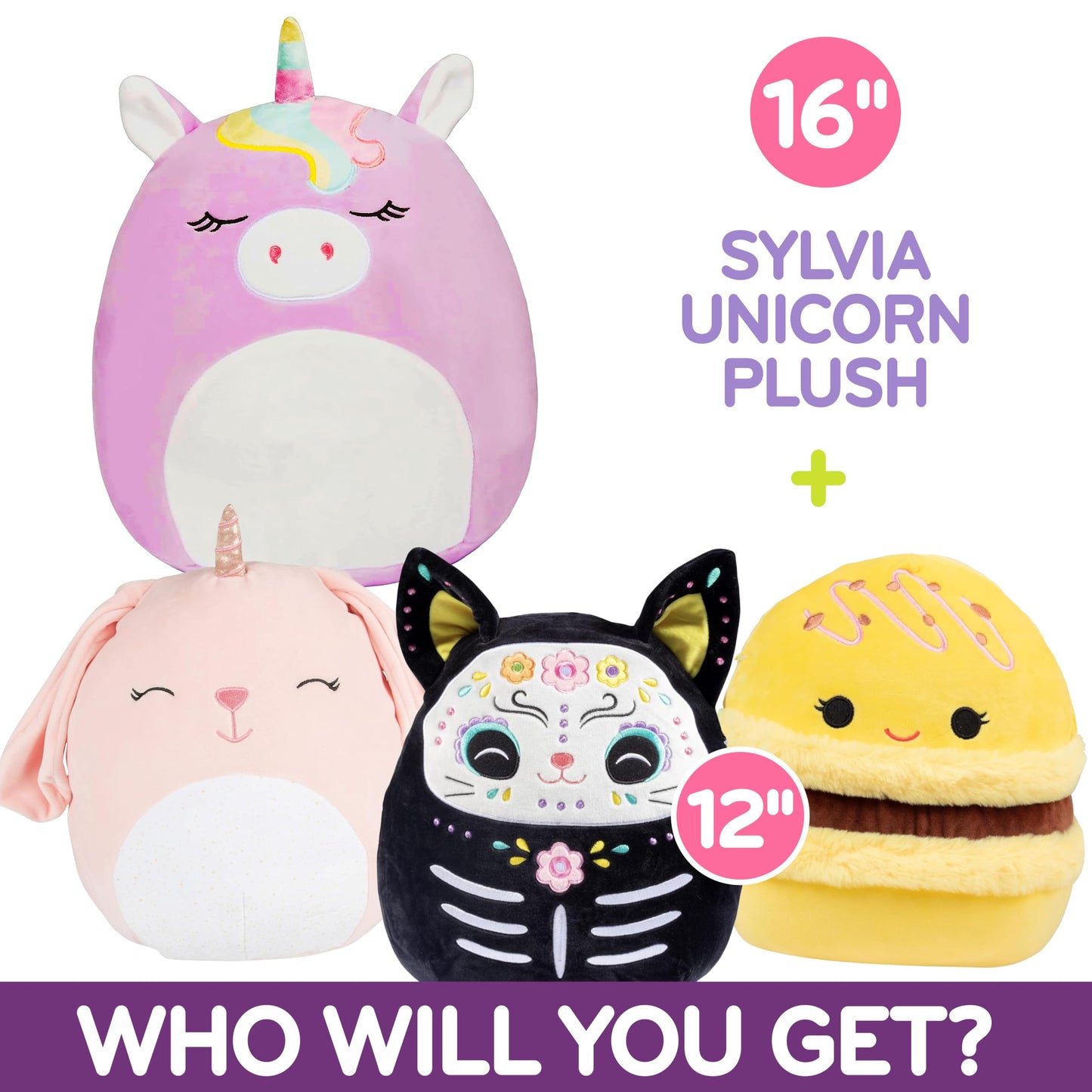Squishmallows 16-Inch Jumbo Purple Unicorn & 12'' Mystery Squish Value Pack - Get Two Official Jazwares Plush For Less - Collect