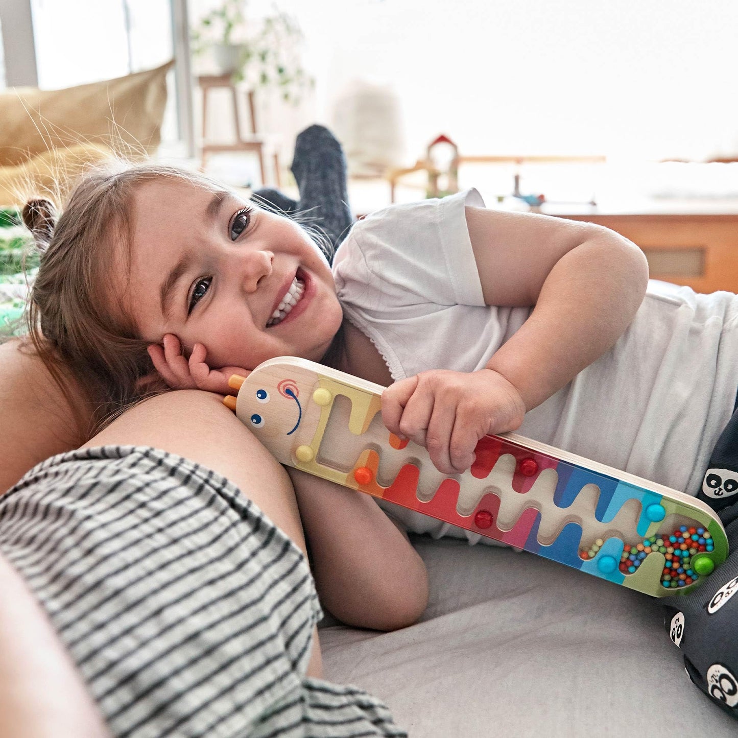 HABA Wooden Rainmaker Stick Toddler Sensory Toys & Musical Instruments for Kids Ages 2+ with Calming Rain Sound & Colorful Beads