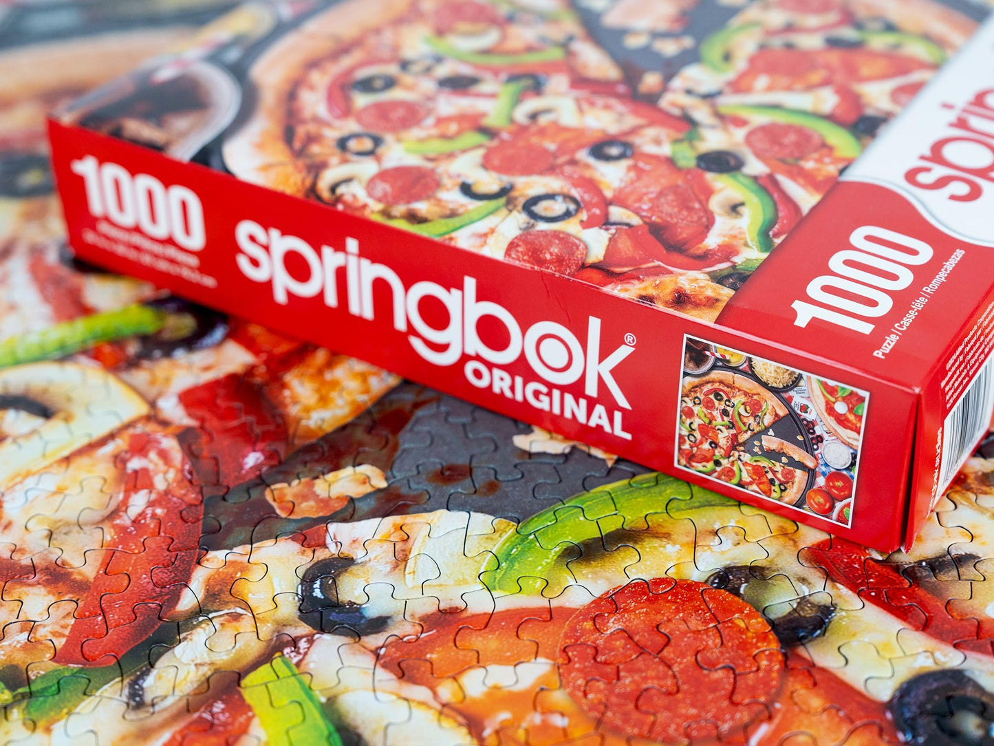 Springbok 1000 Piece Jigsaw Puzzle - Pizza Night, 24"x30", Cardboard, Colorful Pizza Parlor Design