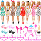 Barwa 53 Pcs Doll Clothes And Accessories 10 Pcs Party Dresses With 42 Pcs Shoes, Crown, Necklace, Hangers, Bags, Accessories For 11.5 Inch Doll