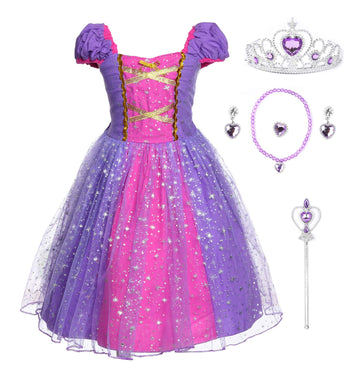 Jerrisapparel Girl Princess Costume Dress For Birthday Party (6, Purple With Accessories)