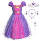 Jerrisapparel Girl Princess Costume Dress For Birthday Party (7-8, Purple With Accessories)