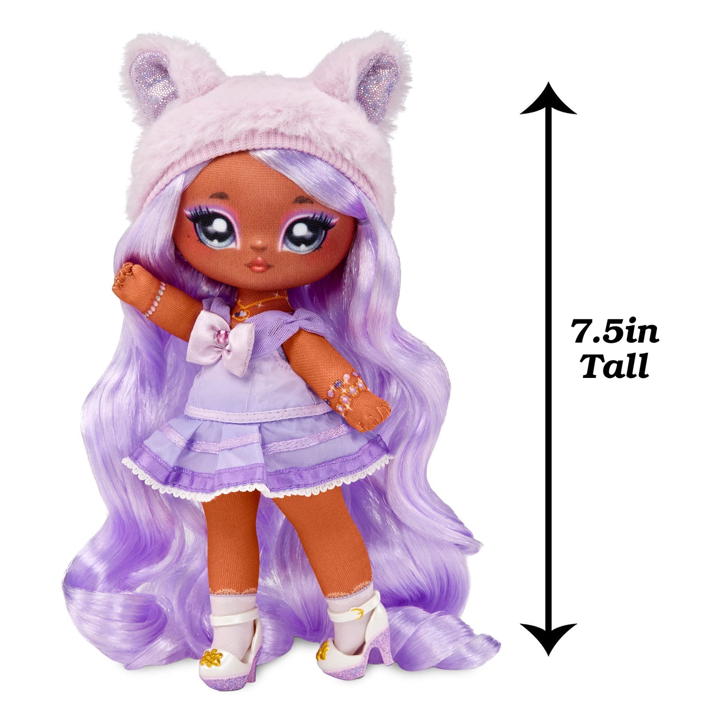 Na! Na! Na! Surprisesweetest Gems™ Juno Summers 7.5' Fashion Doll Light Amethyst Birthstone Inspired With Lavender Hair, Purple Dress & Brush,Poseable,Great Toy Gift Girls Boys Ages 5 6 7 8+ Years