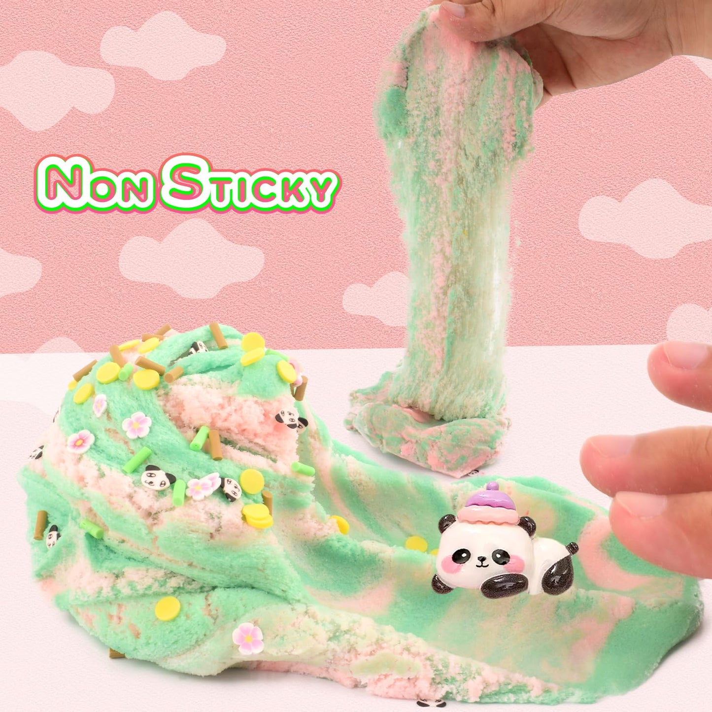 Jigejunfa Cloud Slime Big Jar with Cute Flower Slices Add-ins  Kids Slime Party Favors Stress Relief Toy for Girls Boys Birthday  Scented Sludge Non Sticky Putty  Pink/Green 7OZ