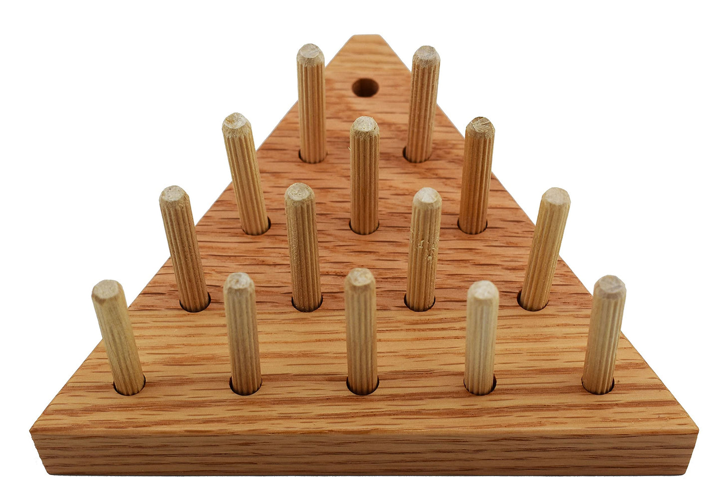 Solid Oak Wooden Peg Game Tricky Triangle, Classic Wooden Brain Teaser Puzzle
