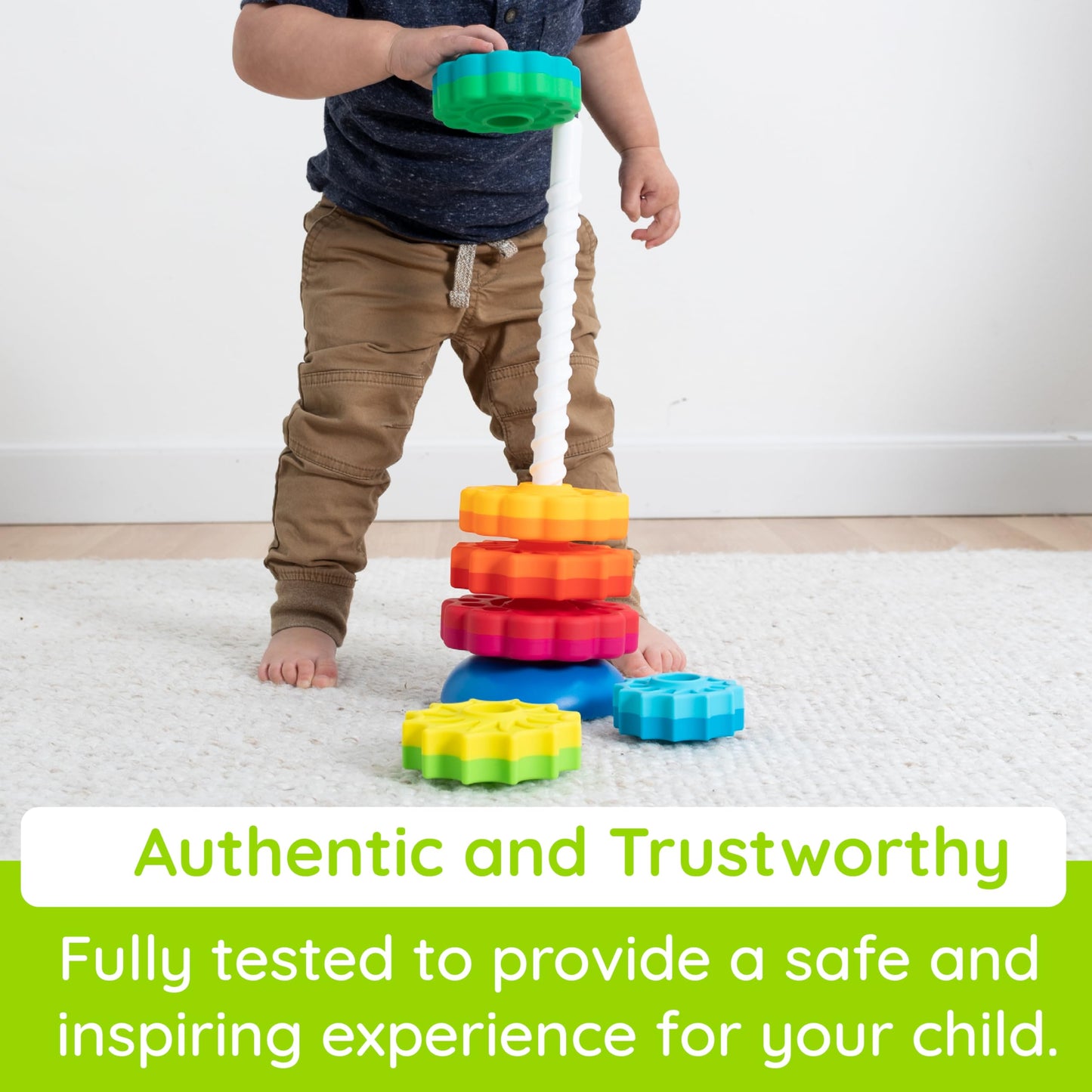 Fat Brain Toys SpinAgain - Multi Color Stacking & Spinning Toy for Toddlers, Model FA110-1, Made from Durable ABS Plastic