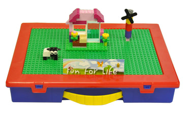 Lego-Compatible Fun For Life Organizer Case With Building Plate(Green / Blue)- Fun For Life Is Pefect Lego Compatible Storage Case Fits Up To Approx 1000 Lego Parts