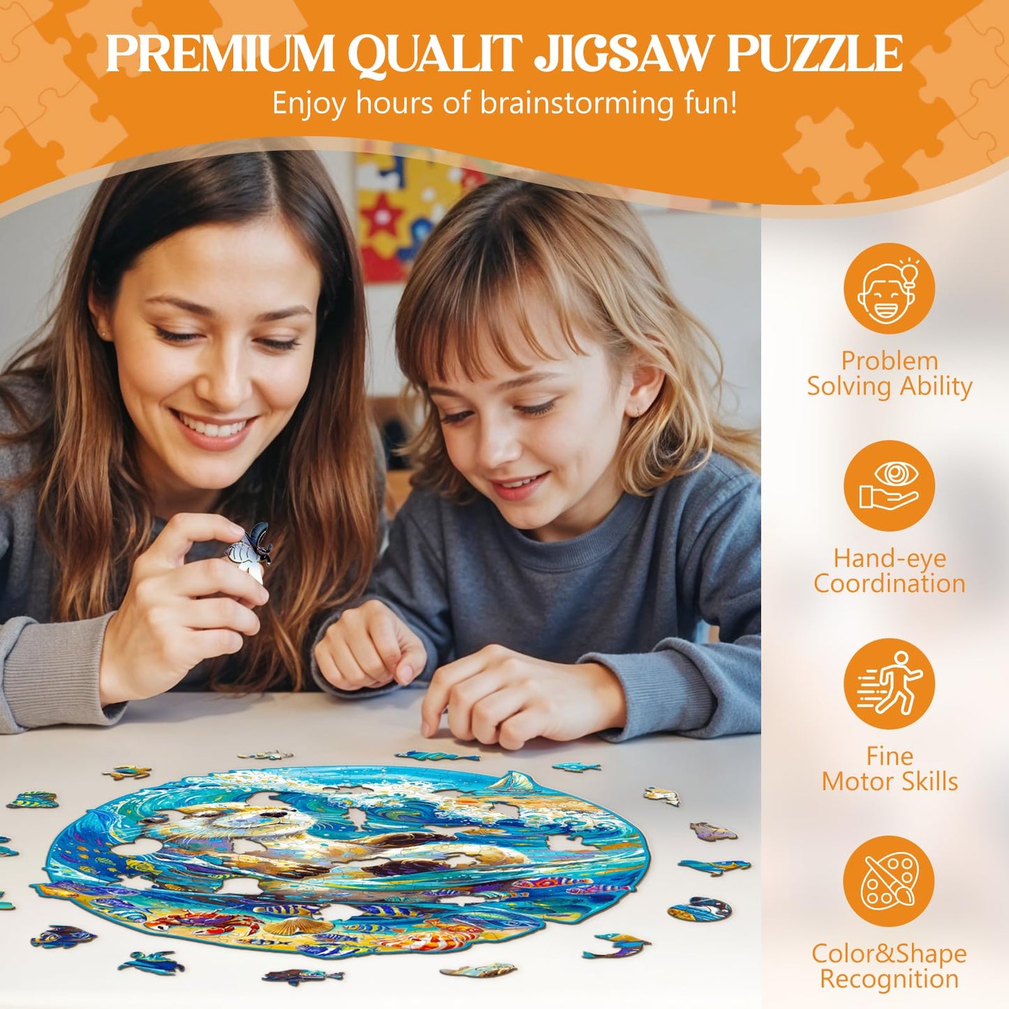 Wooden Puzzles for mature-themeds  Leisurely Otter Wood Puzzles mature-themed  Unique Animal Shaped Wooden Jigsaw Puzzle  Christmas Birthday Gifts for Puzzle Lovers  Family and Friends(S-8.5 * 8.3n 100pcs)