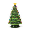 Milltown Merchants Ceramic Christmas Tree - Tabletop Christmas Tree With Lights - (15.5' Large Green Christmas Tree/Multicolored Lights) - Lighted Vintage Ceramic Tree