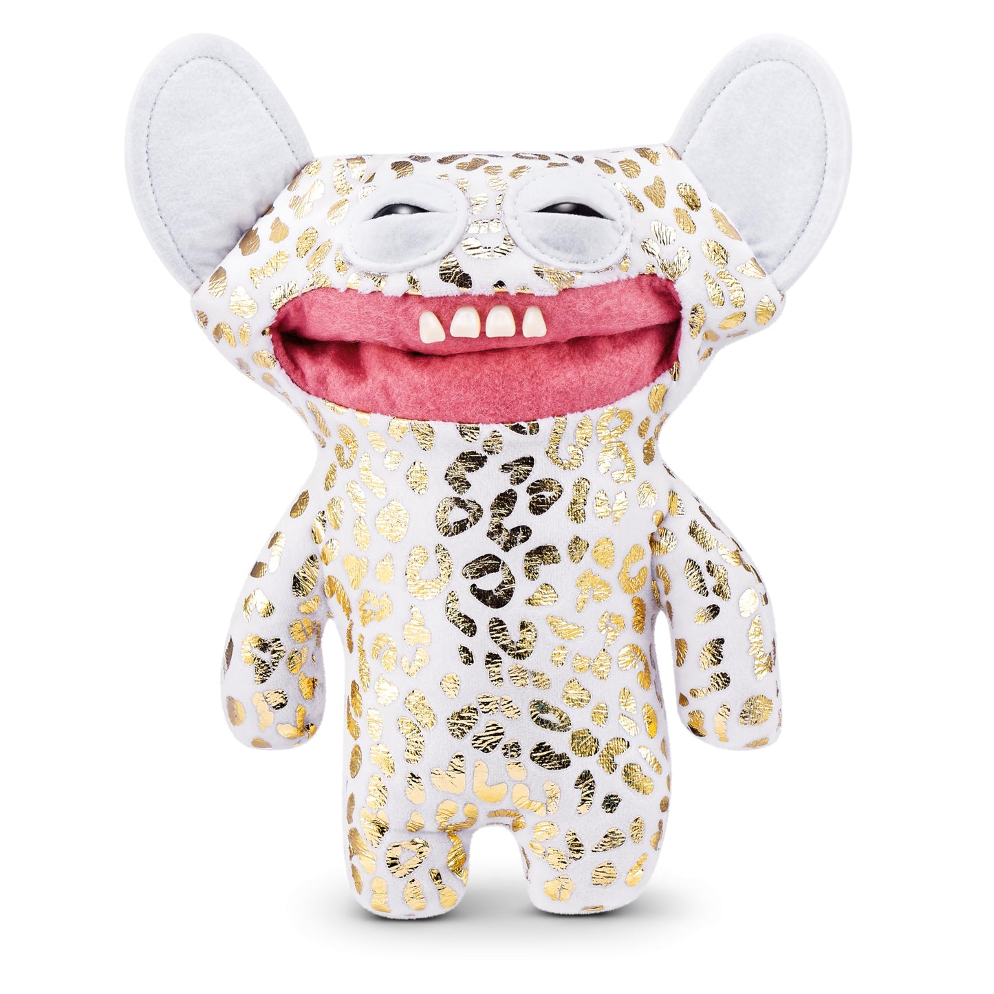 Fuggler Gold Fuggs By Zuru Funny Ugly Monster, Plush, Collectible, Toy (Grin Grin - Leopard Fleece With Gold Foil Print)