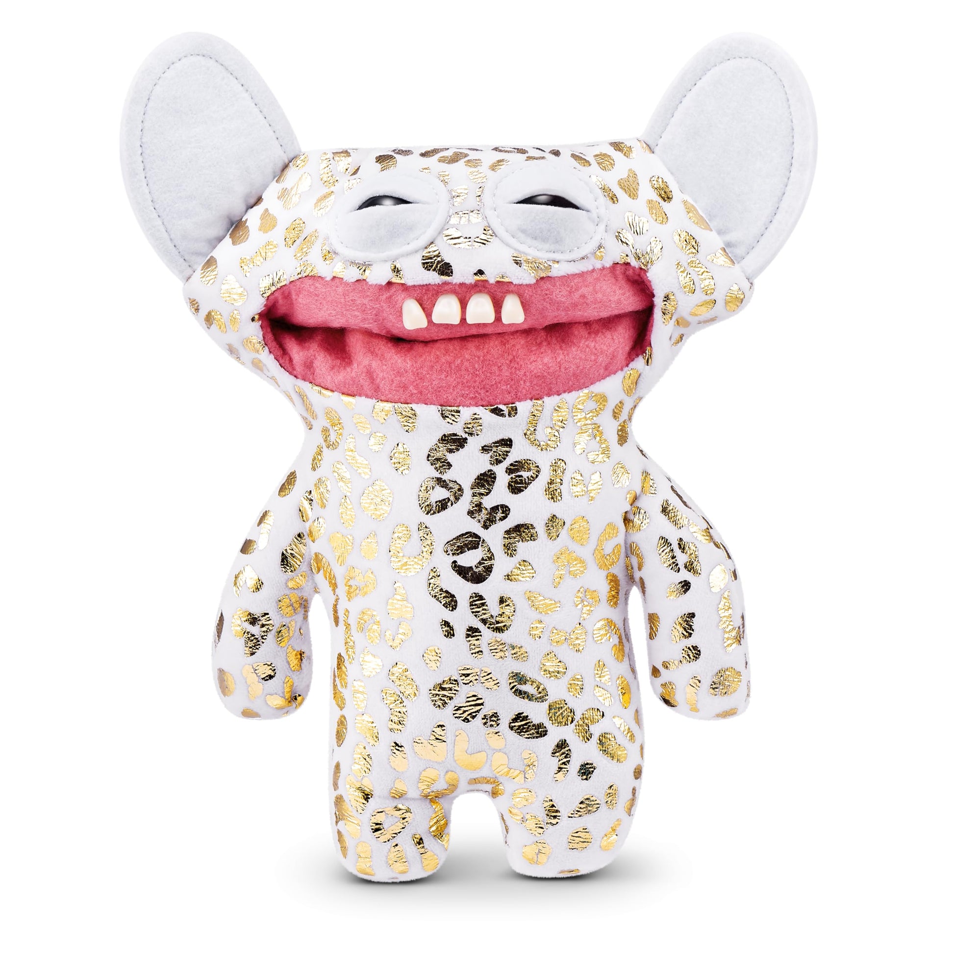 Fuggler Gold Fuggs By Zuru Funny Ugly Monster, Plush, Collectible, Toy (Grin Grin - Leopard Fleece With Gold Foil Print)