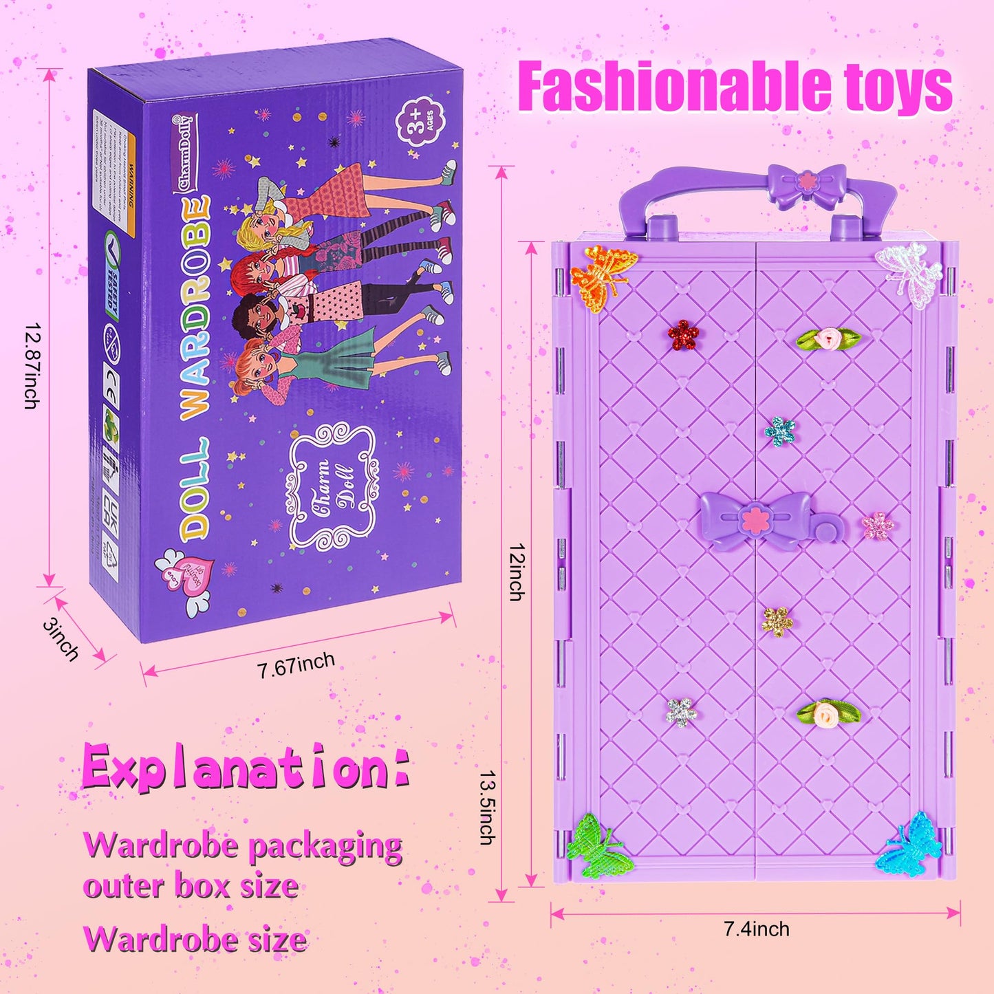 91Pcs 11.5 Inch Girl Doll With Clothes Accessories And Closet, Princess Gowns, Fashion Dresses, Outfits ,Swimsuits, Shoes, Hangers, Doll Dress Up Toys For Girls Kids Toddlers Toy (Include Doll)