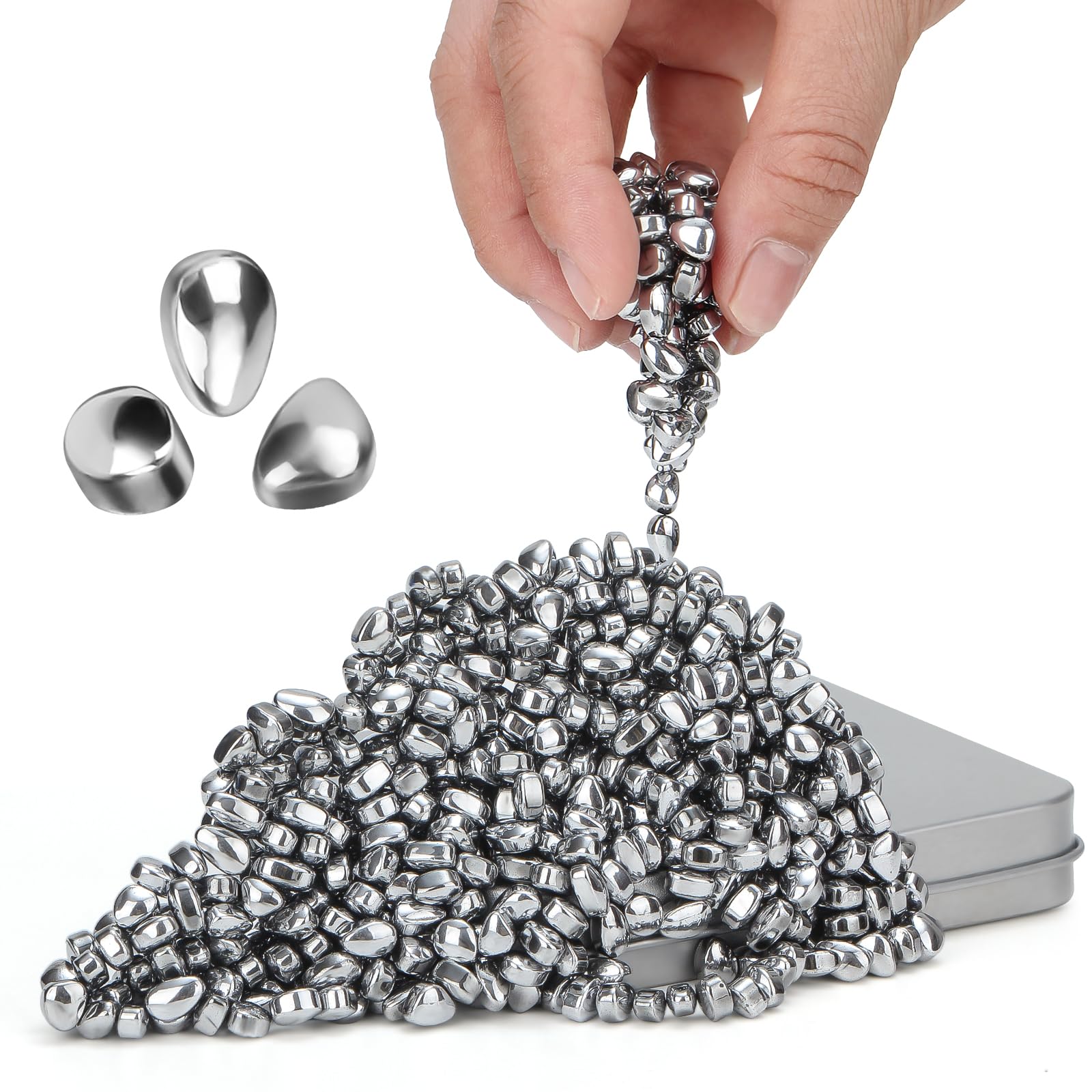 GIMOBOTE Original 500+ Ferrite Putty Silver, Fidget Toy Ferrite Rocks for Stress Relief, Sensory Toy for Adults & Teens 14+, Fer