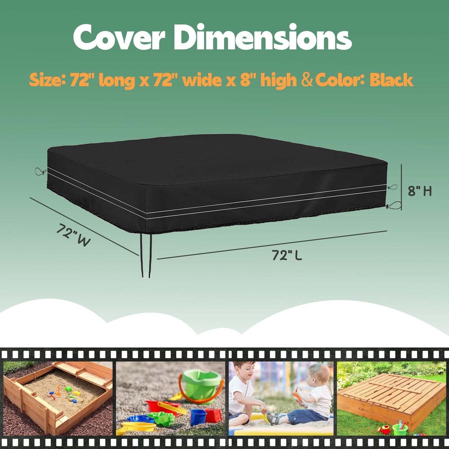 Dustyprote Sandbox Cover, 420D Heavy Duty Sandbox With Cover, Sand Coxes For Kids Outdoor With Lid-72In, Square Sandboxes Sandpi