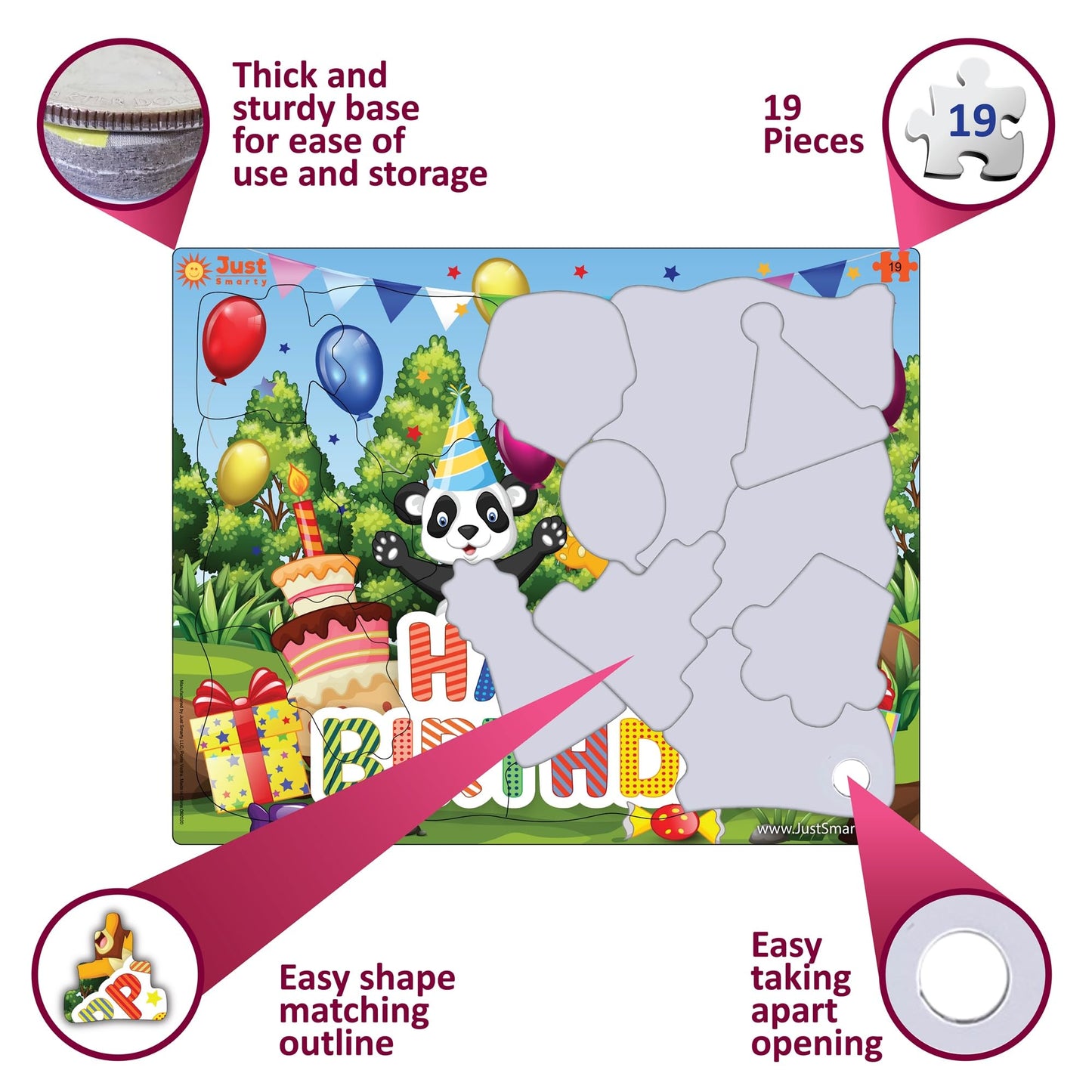 Just Smarty Happy Birthday Puzzles For Toddlers 1-3 | 19 Pieces Mini Puzzles | Birthday Puzzle For Boys And Girls | Preschool Puzzles | Kids Puzzles | 3-5 Years Toddler Birthday Gift | Shaped Puzzles