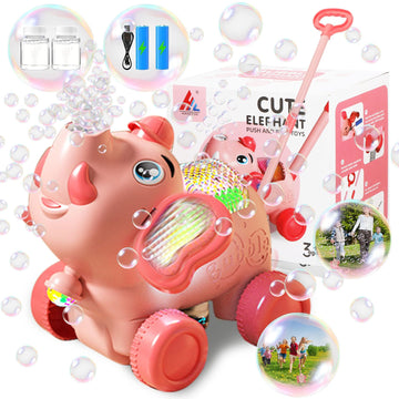 Automatic Bubble Machine Toddler Toys: Elephant Bubble Lawn Mover For 3 4 5 1 2 Year Old,Kids Lawn Mower With Led Light For Nigh