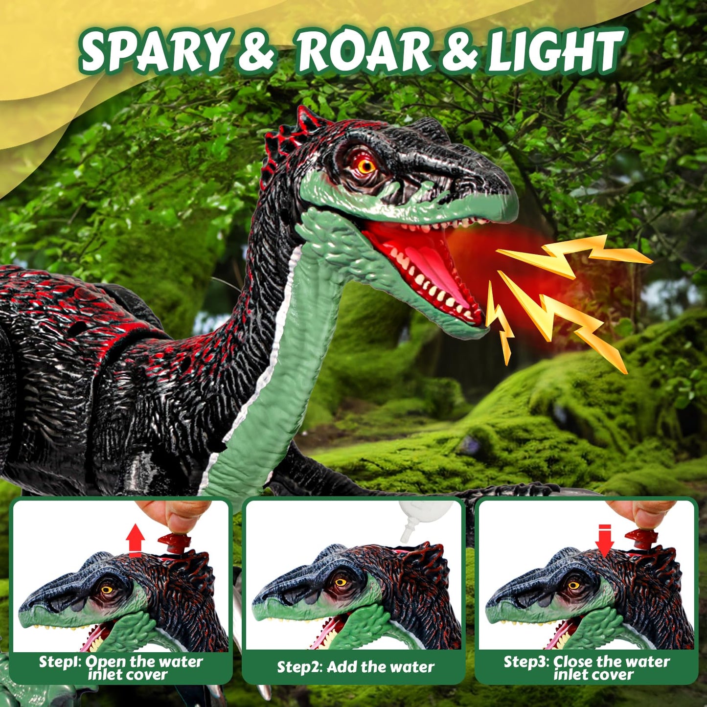 Hayxun Remote Control Dinosaur Toys For Kids 3-12, 18.2'' Jurassic Therizinosaurus Toys Imitates Walking, Roars - 2.4 Ghz Rc Rob