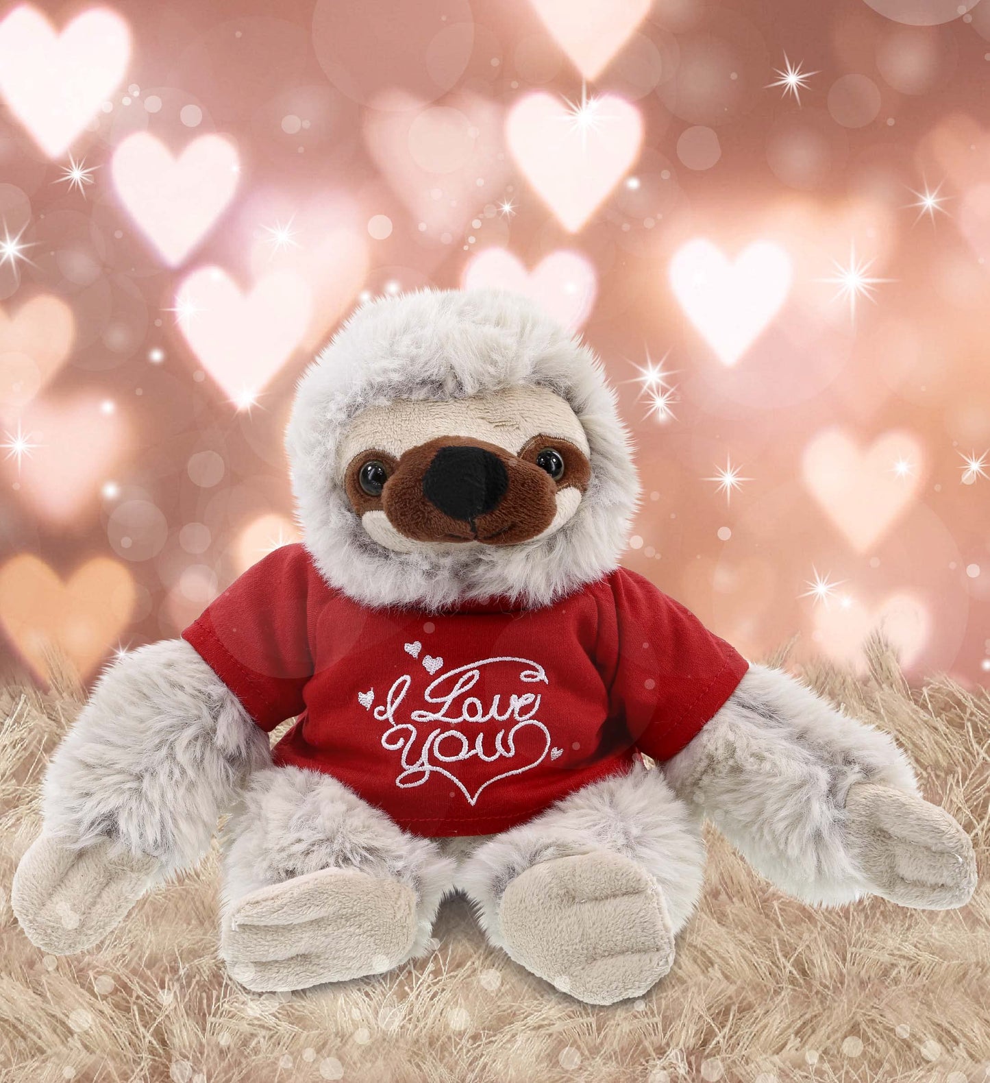 Dollibu I Love You Valentine Plush Sloth - Cute Soft Cuddly Stuffed Animal With Red Heart Shirt For Valentines Day, Birthday Pre
