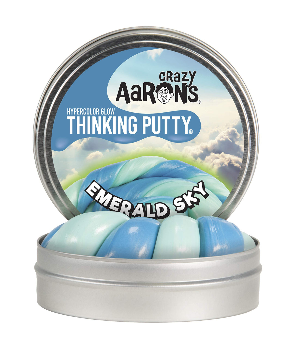 Crazy AaronS Thinking Putty  Hypercolor: Emerald Sky  Fidget Toy For All Ages  Stretch, Change, Play And Create  Heatchang