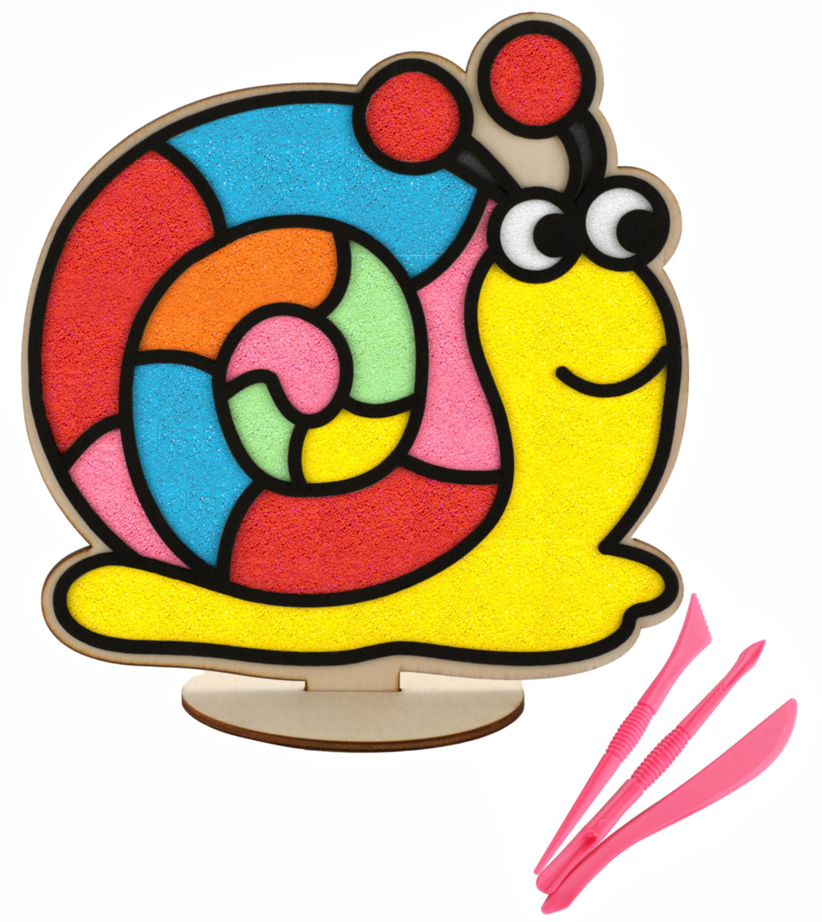 Spartan Kids Wooden Snail Board With Stand  Diy Foam Clay Art Kit With 8 Colors  Air Dry Clay For Craft  Clay Set For Girls A