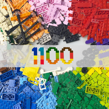 Huizdq Building Blocks, 1100 Pieces, Compatible With All Major Brands, Classic Bulk Blocks, Includes Wheels, Door, Window, Stree