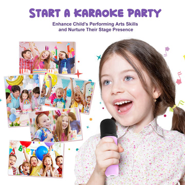 Iyoyo Mini Karaoke Machine For Kids Portable Bluetooth 5.3 Speaker Led Lights With 1 Wireless Microphone Karaoke Gifts For Girls Boys Audlt Birthday Christmas Solid Metal Body (Purple-1 Mic)