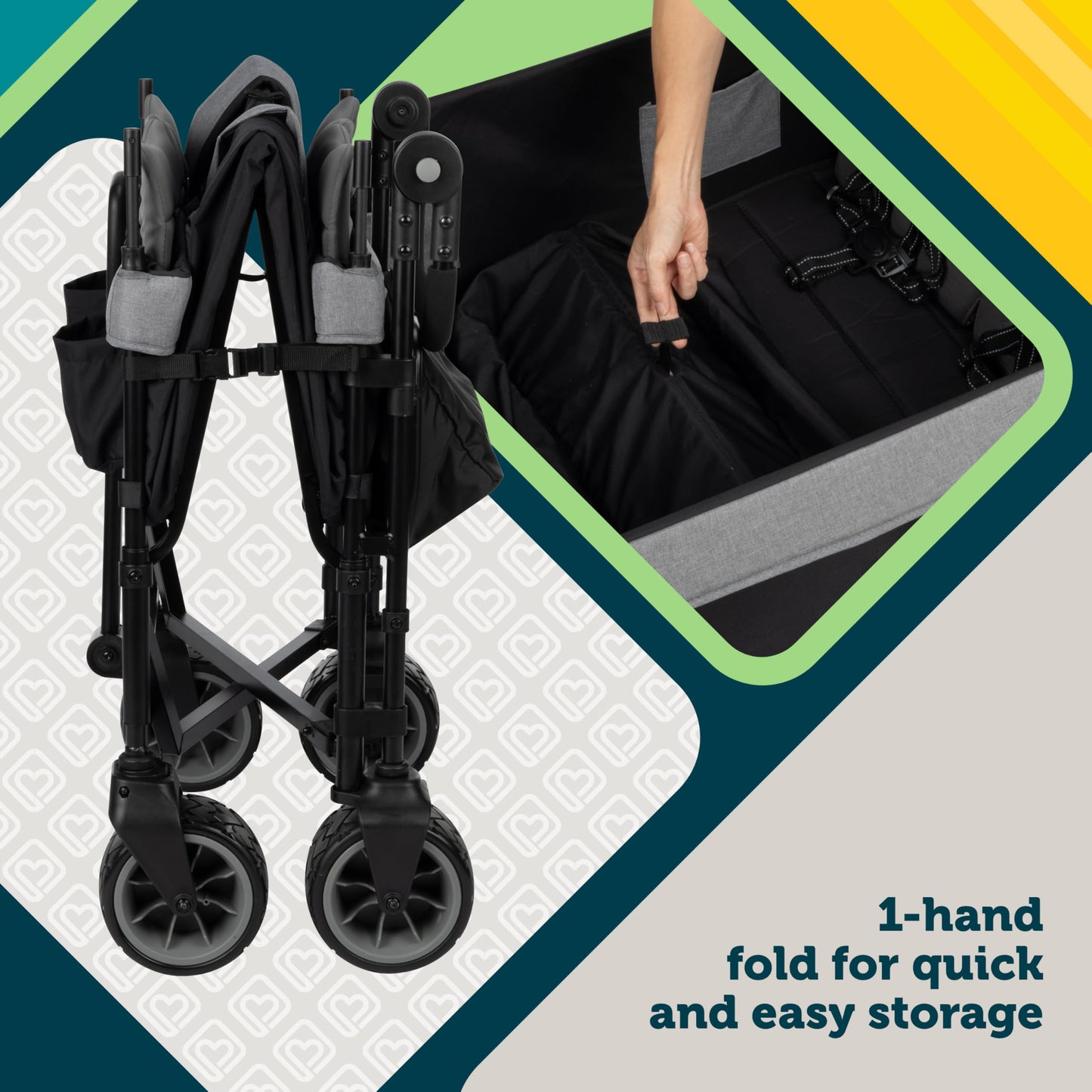 Safety 1st Summit Quad Wagon Stroller, Grey Harbor, Model CV458HNC, Durable Polyester Material