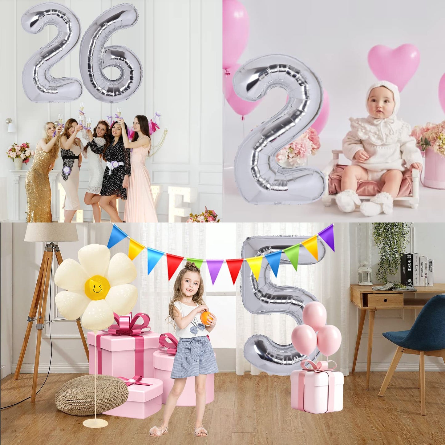 40 Inch Number 50 Balloon Silver Jumbo Giant Big Large Number 50 Foil Mylar Silver Balloons 50Th Birthday Party Anniversary Deco