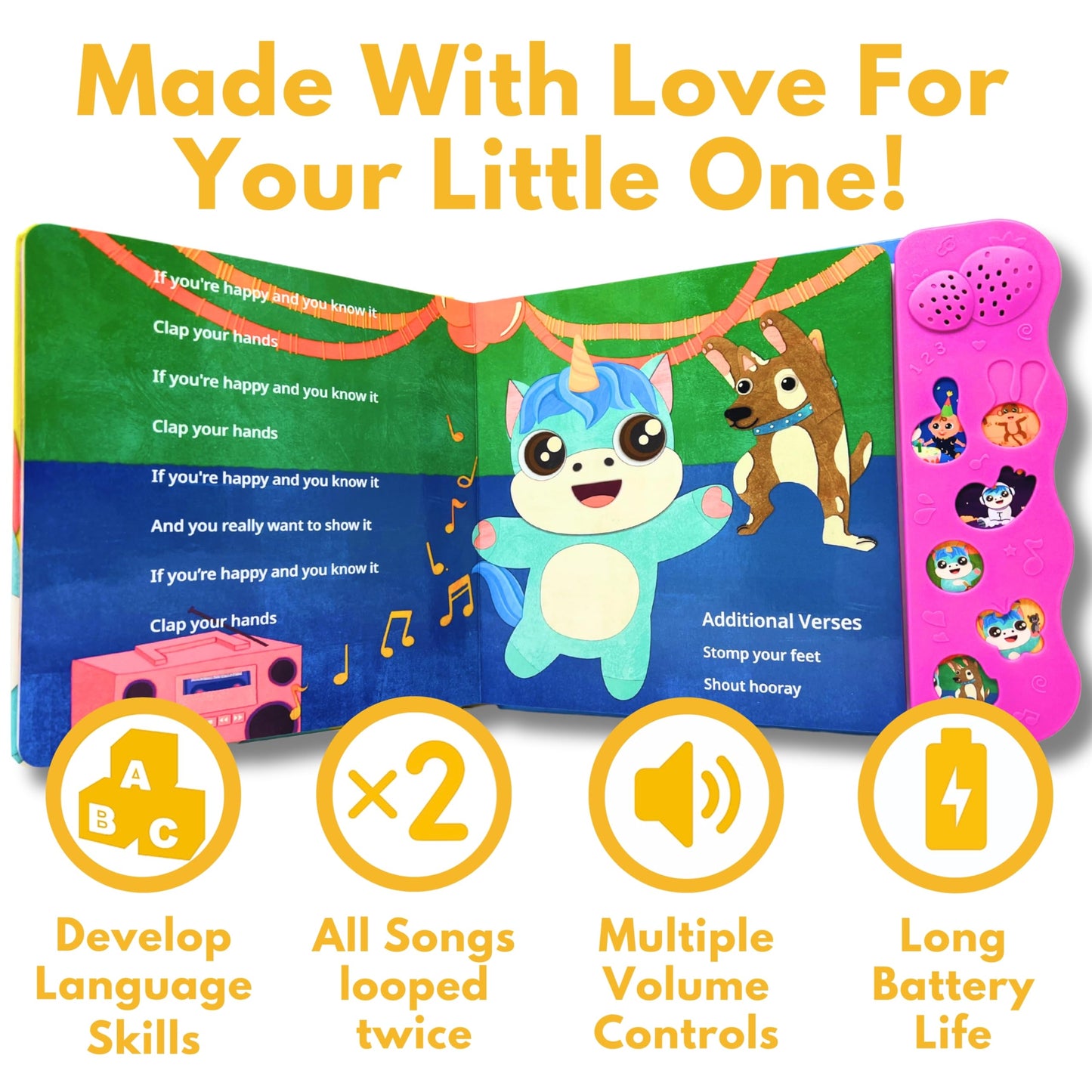 Astro Learns English Children's Songs Musical Books, Interactive Sound Toy, Pink & Blue for Toddlers Ages 1-3