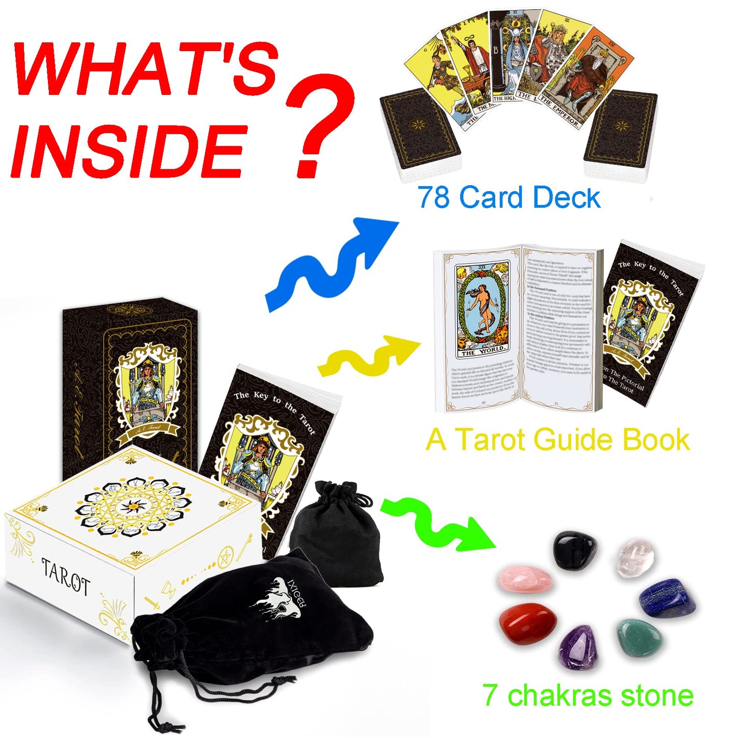 Ixiger Tarot Cards Deck With Guide Book,Tarot Cards Deck,Tarot Card,Tarot Cards For Beginners,Tarot Cards Set 78 Pcs,Classic Tar