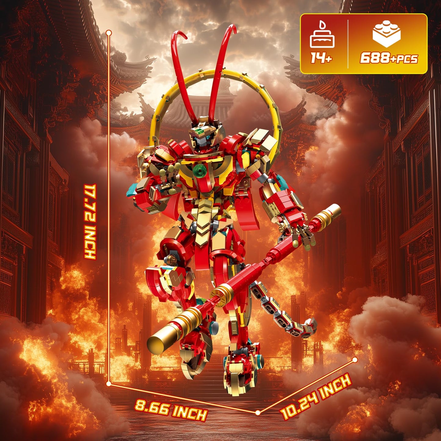 NUTER Monkey King Mech Building Set for mature-themed - Cool Action Figure Wukong Mech Toy Block Set  Monkie Kid Collection Display Model  Valentine's Day Gift for Boys Girls (1393Pieces