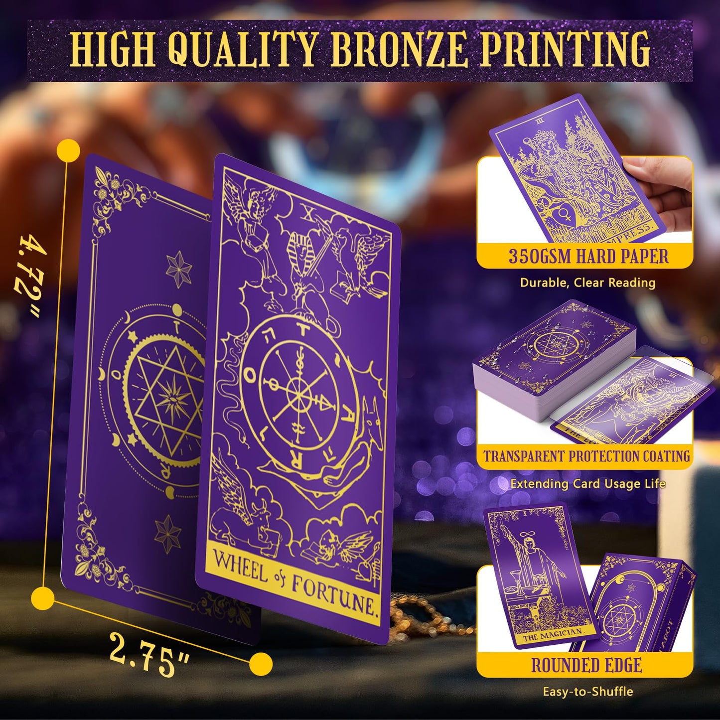 Hihealer 78 Tarot Cards Deck With Guide Book And Linen Carry Bag, Classic Original Tarot Cards For Beginners To Experts, Witchy