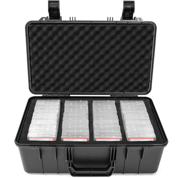 Ouutmee Graded Card Case - Storage Box For 120+ Psa, Csg, Bgs, Sgc Graded Sports Trading Cards With 6 Eva Foam