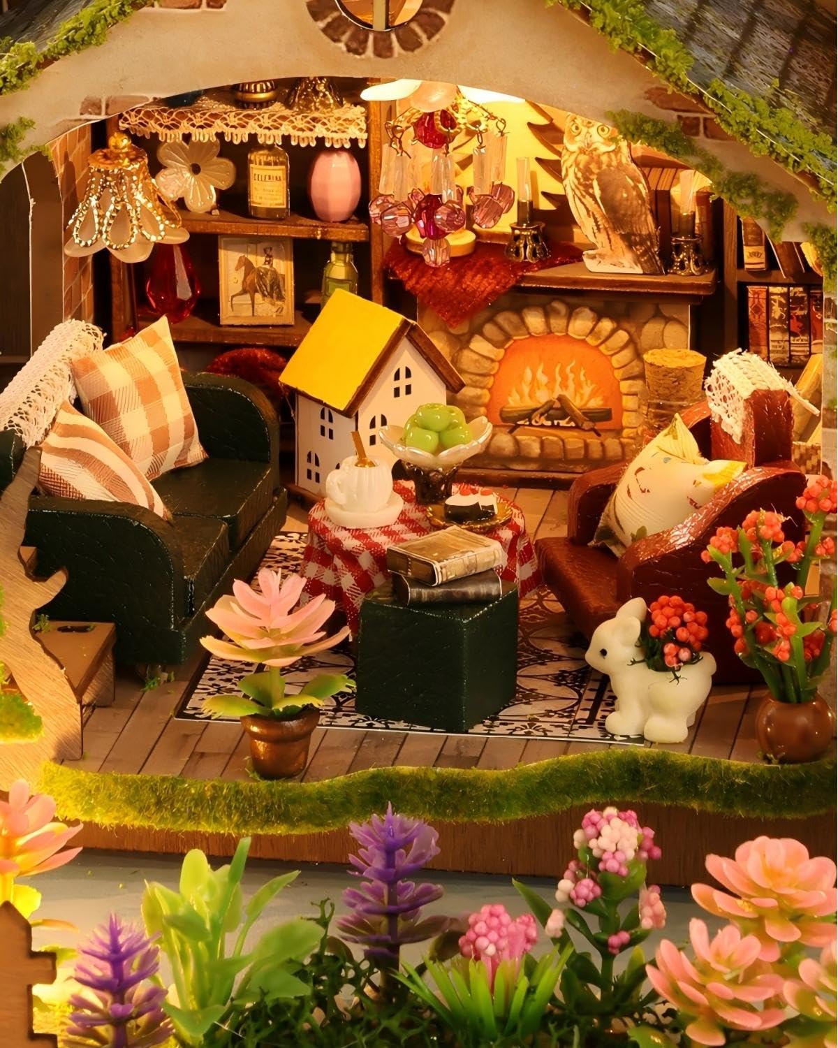 OZJAY Miniature House Kit  DIY Wooden Dollhouse Miniature Kit  Dollhouse Kit  Mini House Building Kit for mature-themed Teen  Forest Adventure