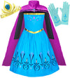 Cokos Box Girls Coronation Dress Costume Cape Gloves Tiara Crown Accessories Kids Princess Set, 3 Years, Blue-Purple, 3T
